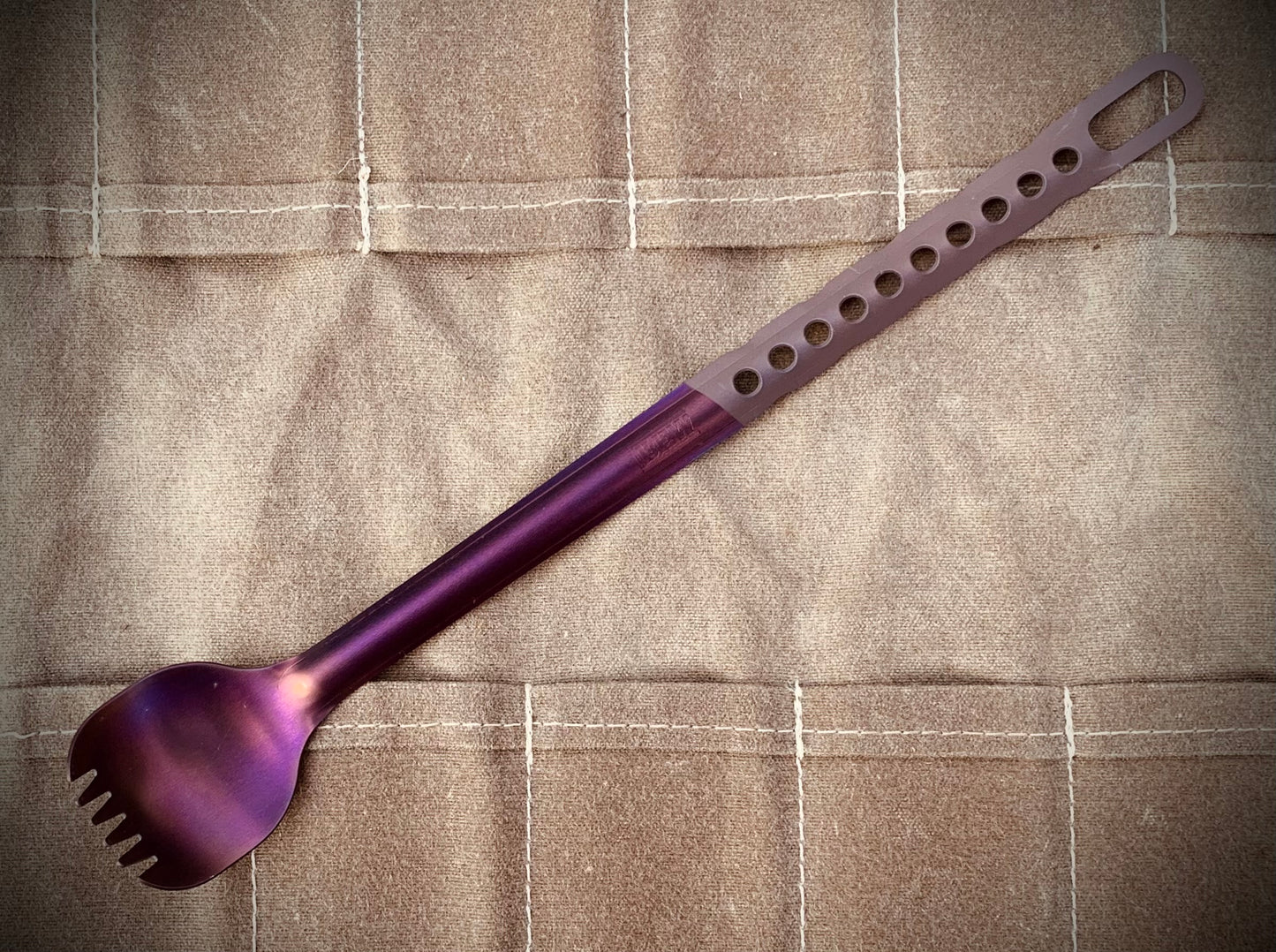 Anodized Purple Mink Long Titanium Spork