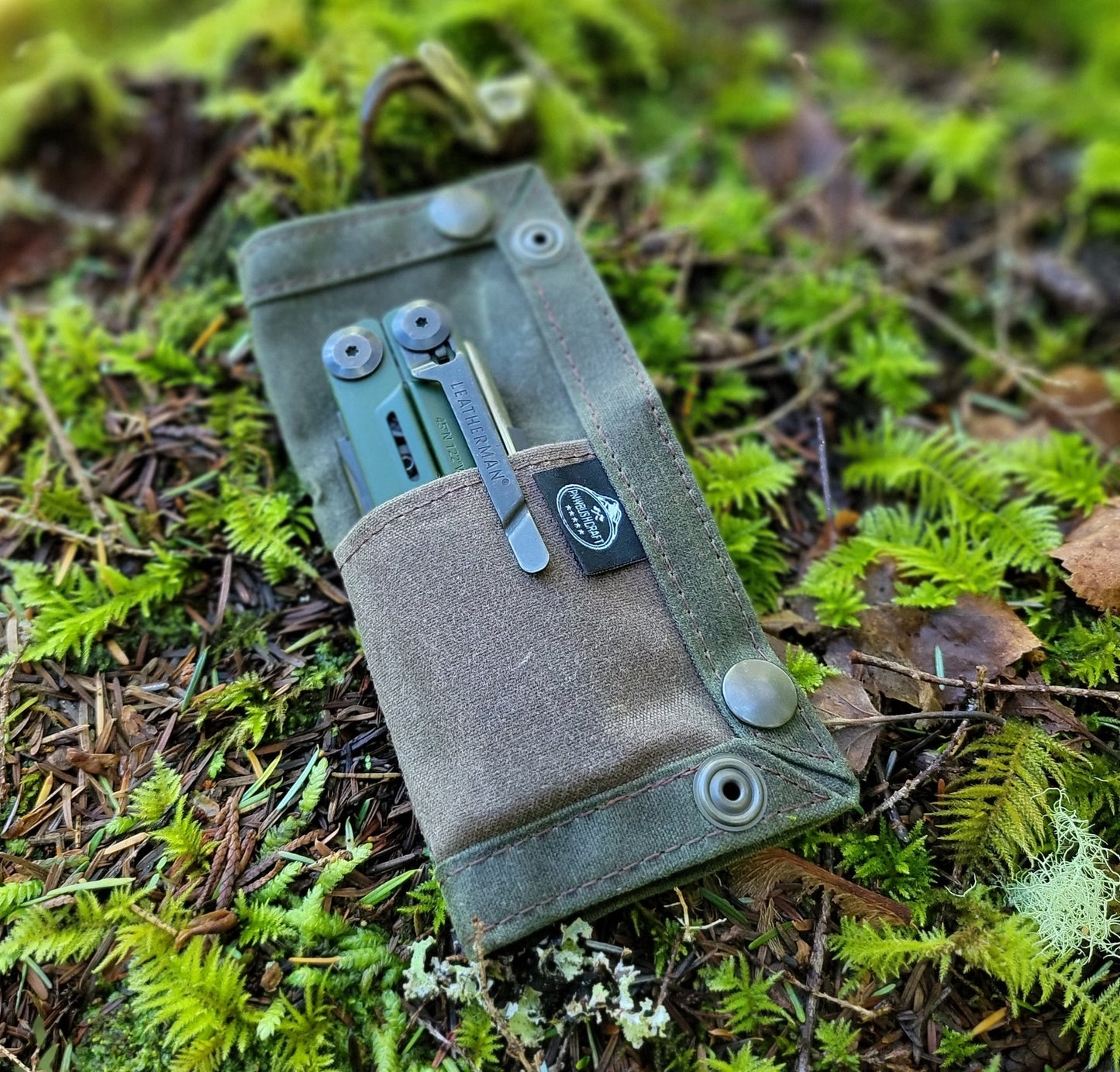 EDC Waxed Canvas Travel Tray shown folded