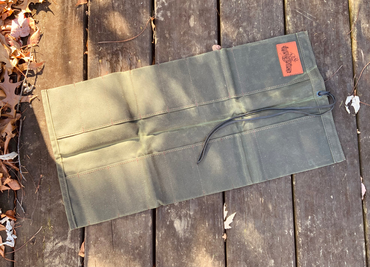 Green Kestrel Waxed Canvas 16 Pocket Tool Roll