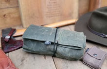 Birch Waxed Canvas Tool Roll, rolled up for travel or packing