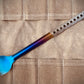 Marten Long Titanium Backpacking Spoon shown in blue