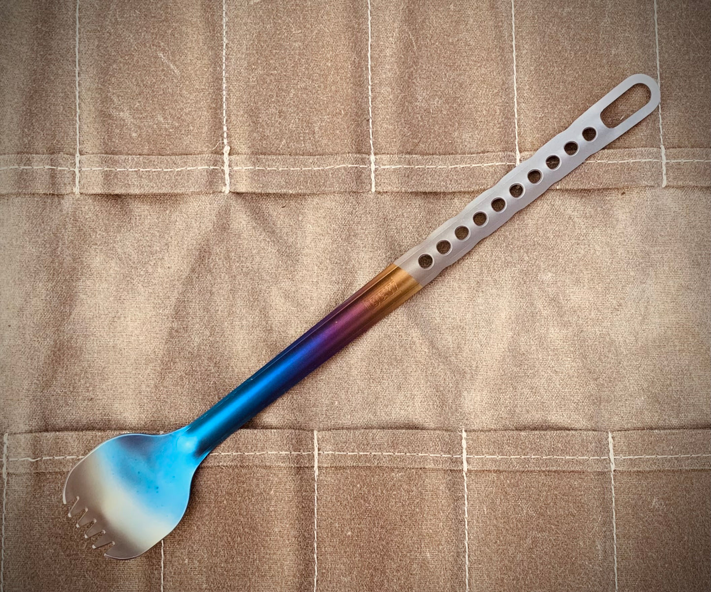 Light Rainbow Mink Long Titanium Spork