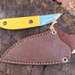 Kerf Carver Knife with Yellow Terotuf scales and leather JRE sheath from Woods Monkey