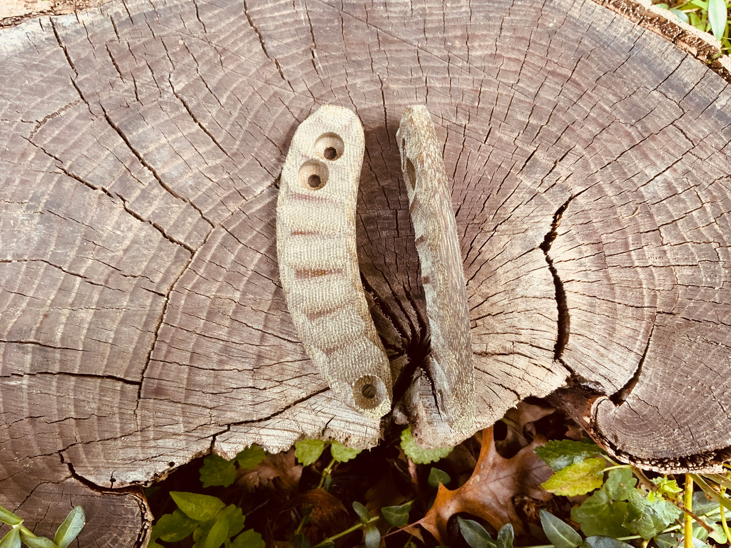 Two Tone Green Micarta Scales for Woods Monkey Banana Peel Bushcrafting Knife