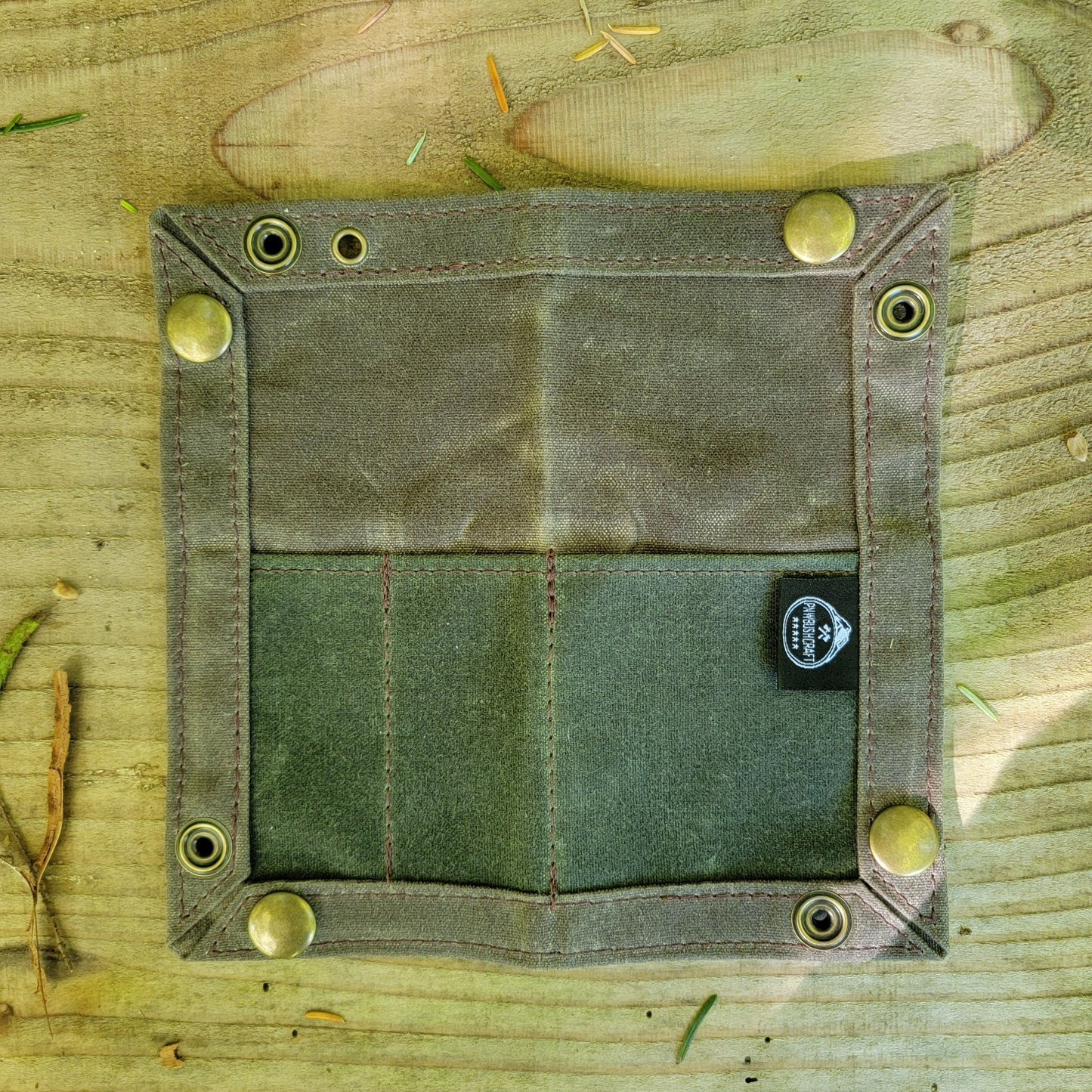 Woods Monkey EDC Waxed Canvas Travel Tray shown flat