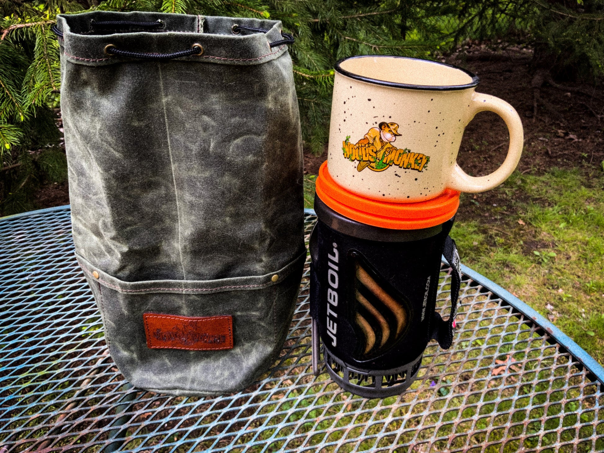 Tall Cedar Barrel Bag in Waxed Canvas from Woods Monkey