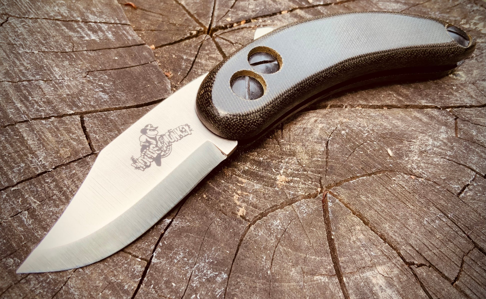 Banana Peel Folder, folding knife with polished micarta scales