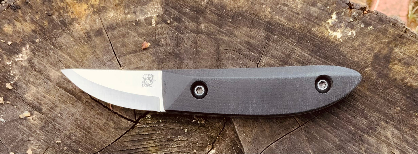 Kerf Carver Knife shown with Black Micarta Scales