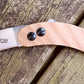 Woods Monkey Banana Peel folding knife with AEB-L steel Wharncliffe blade and Coyote G10 handle scales