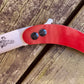 Red Linen Micarta and AEB-L Wharncliffe Blade Banana Peel Folding Knife by Woods Monkey